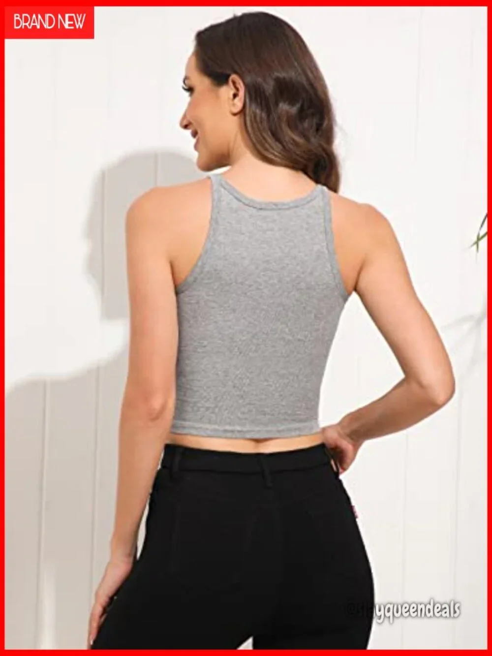 Workout Crop Tops 4 Pack High Neck Racerback Tank Athletic Fit - Picture 4 of 6